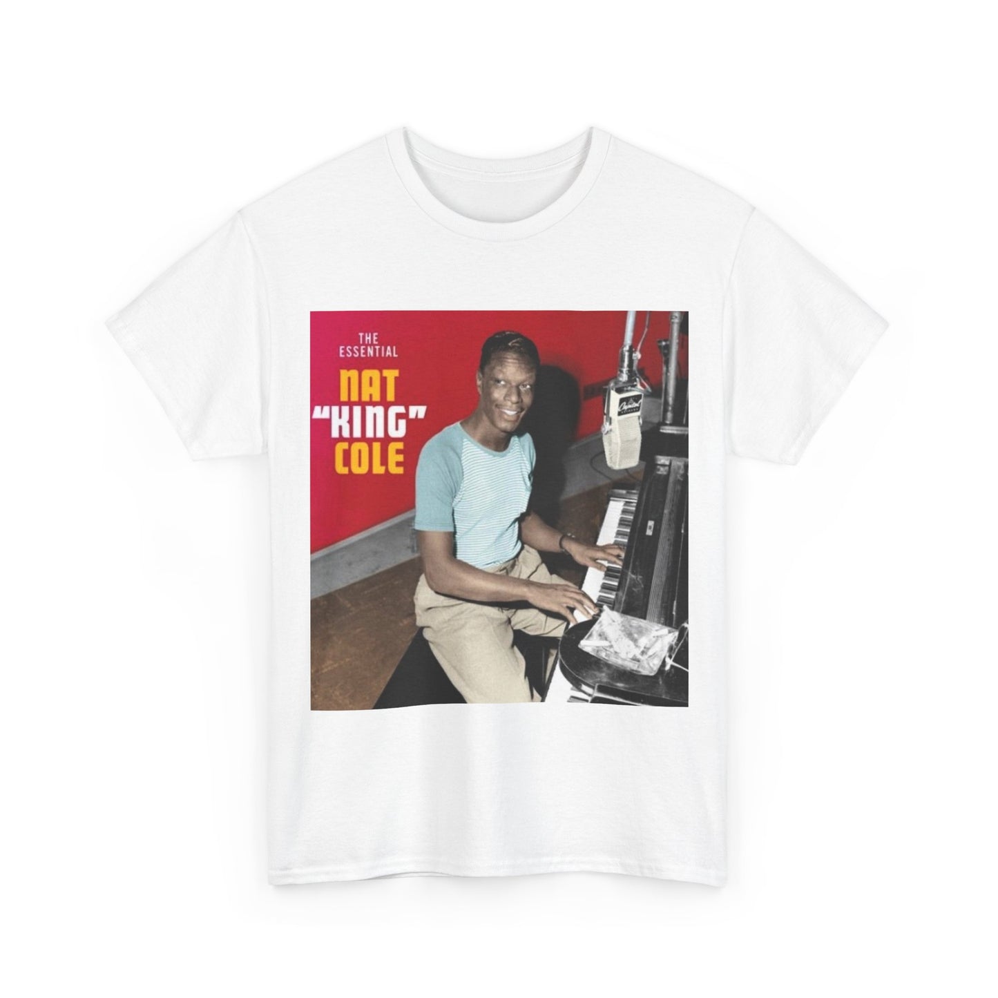 Nat King Cole Tshirt Vintage Piano Concert Poster retro Unisex Heavy Cotton Tee