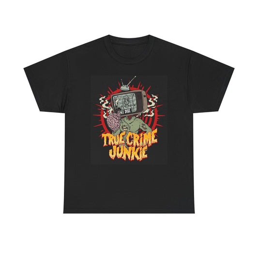 True Crime Junkie Graphic T Shirt Vintage Funny Retro Unisex Heavy Cotton Tee