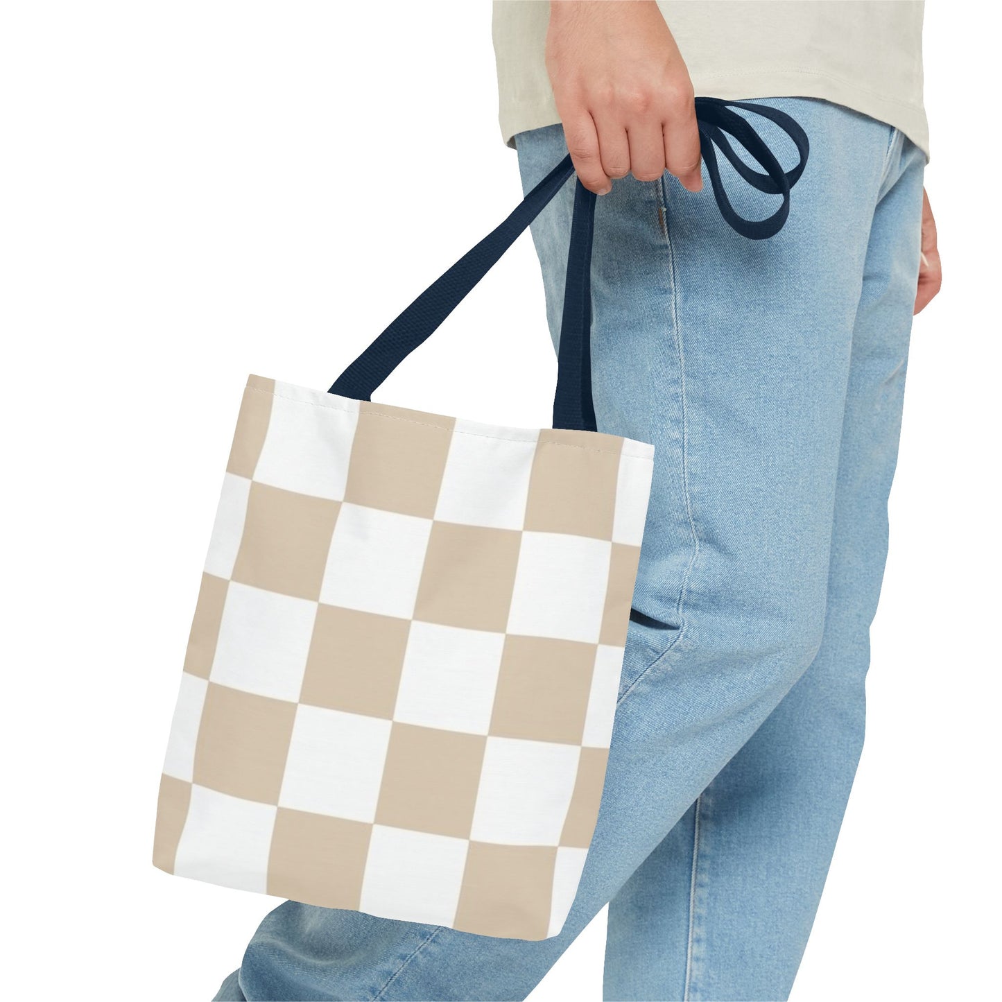 Tan Checkered All Over Print BRAND NEW Purse - Pocketbook - Travel Tote Bag