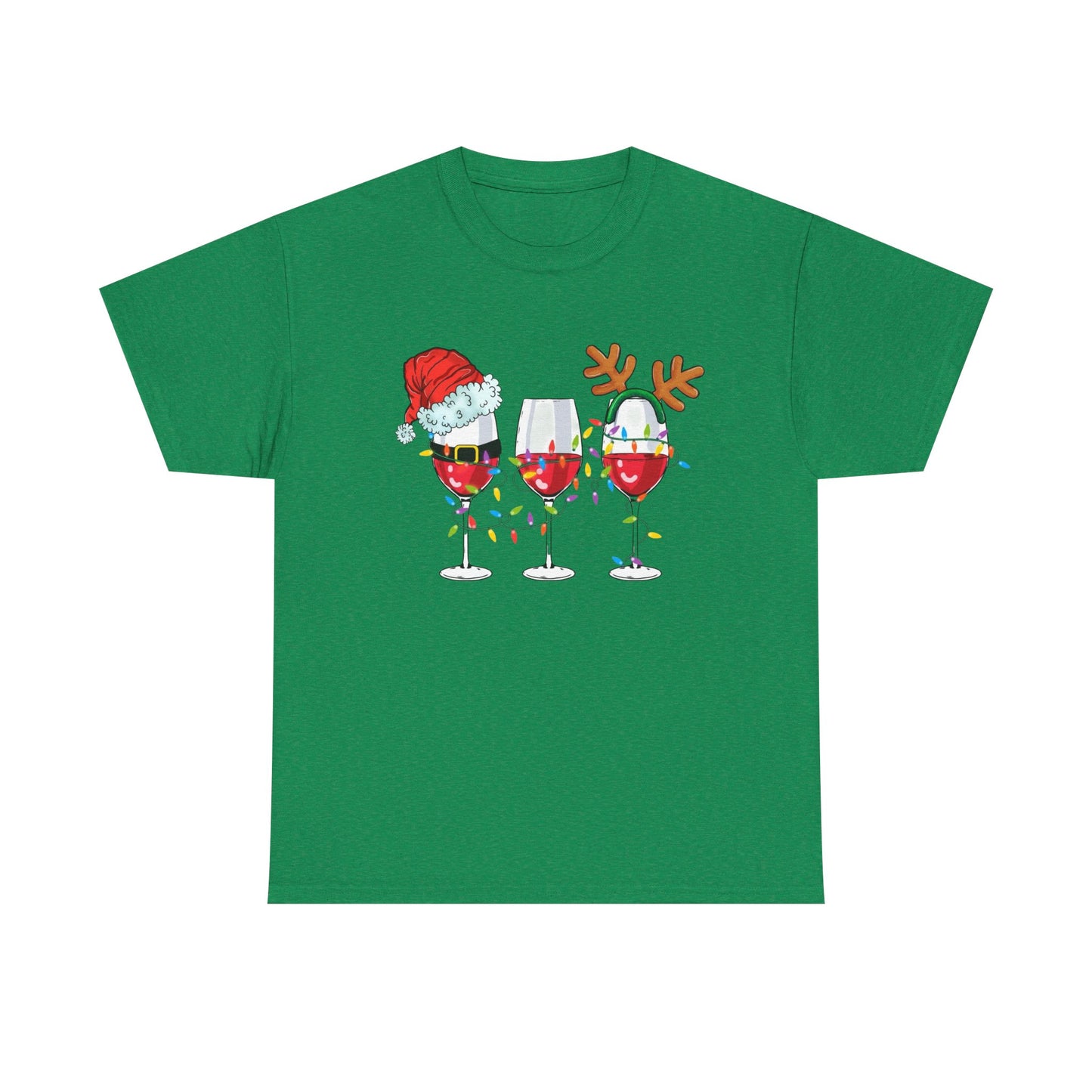 Holiday Spirit Wine Glasses Graphic T Shirt NEW ADULT