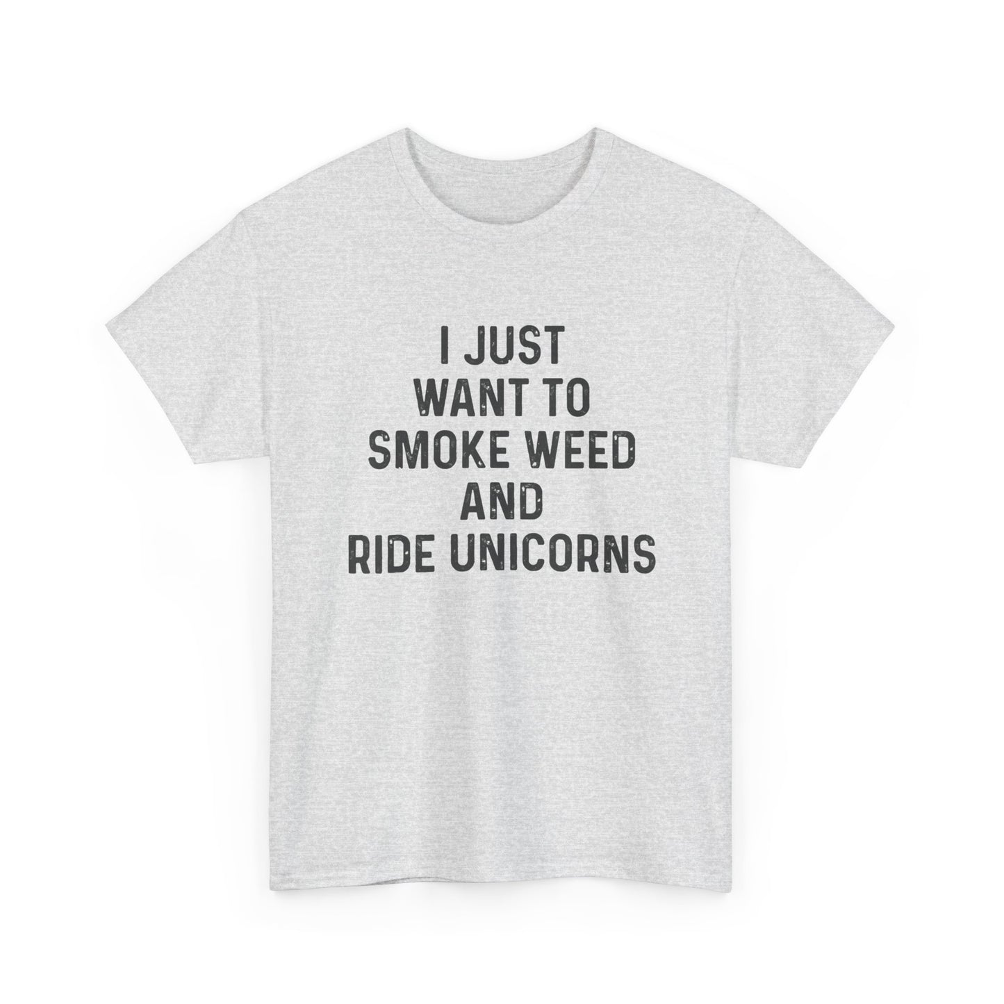Smoke Weed And Ride Unicorns Funny T-Shirt Unisex Heavy Cotton Tee Gift New
