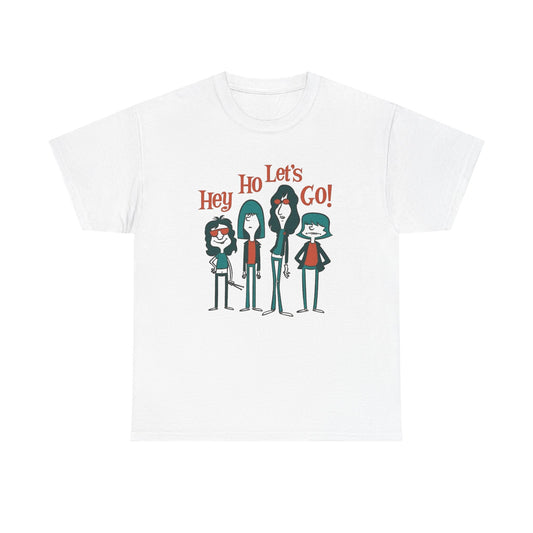 Hey Ho Lets Go Rock Graphic T Shirt NEW Vintage Unisex Heavy Cotton Tee