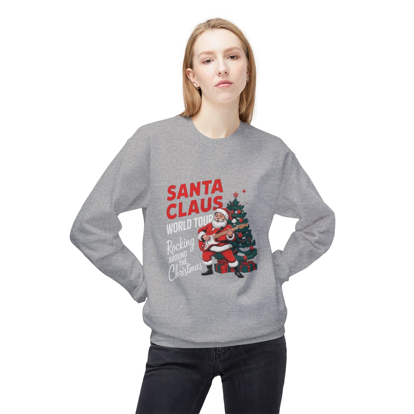 Santa Clause World Tour Unisex Midweight Softstyle Fleece Crewneck Sweatshirt