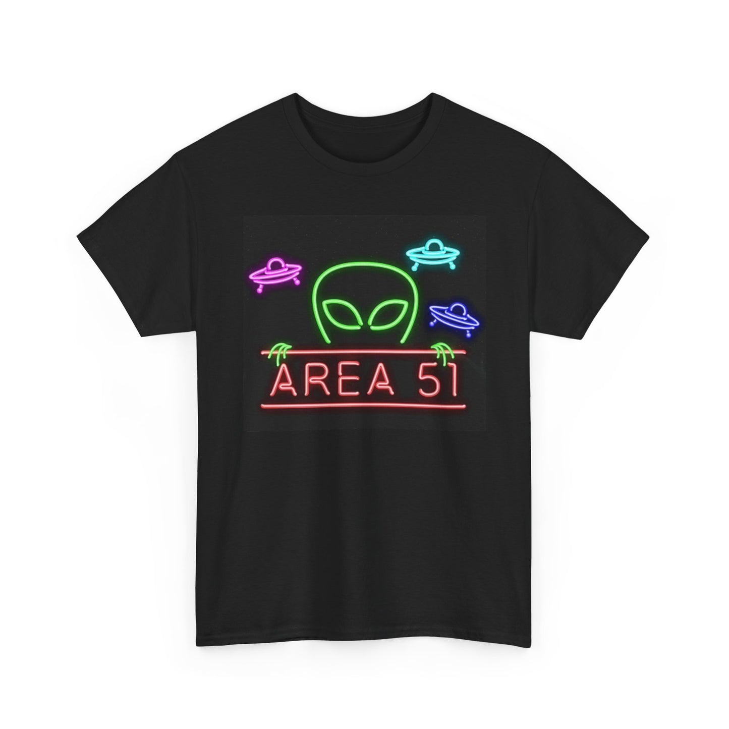 Area 51 Neon Aliens T Shirt Retro Graphic Nevada Unisex Heavy Cotton Tee