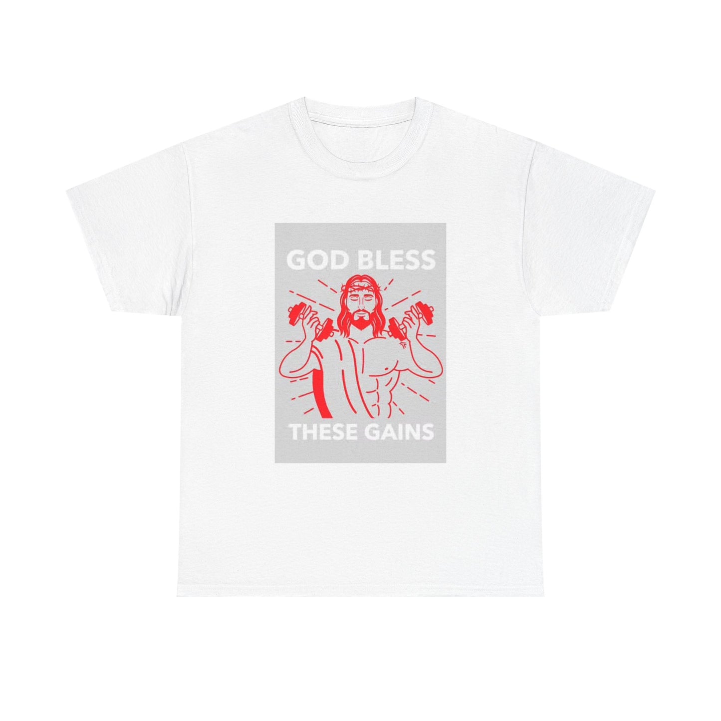God Bless These Gains Graphic T Shirt Funny GYM Gear Unisex Heavy Cotton Tee