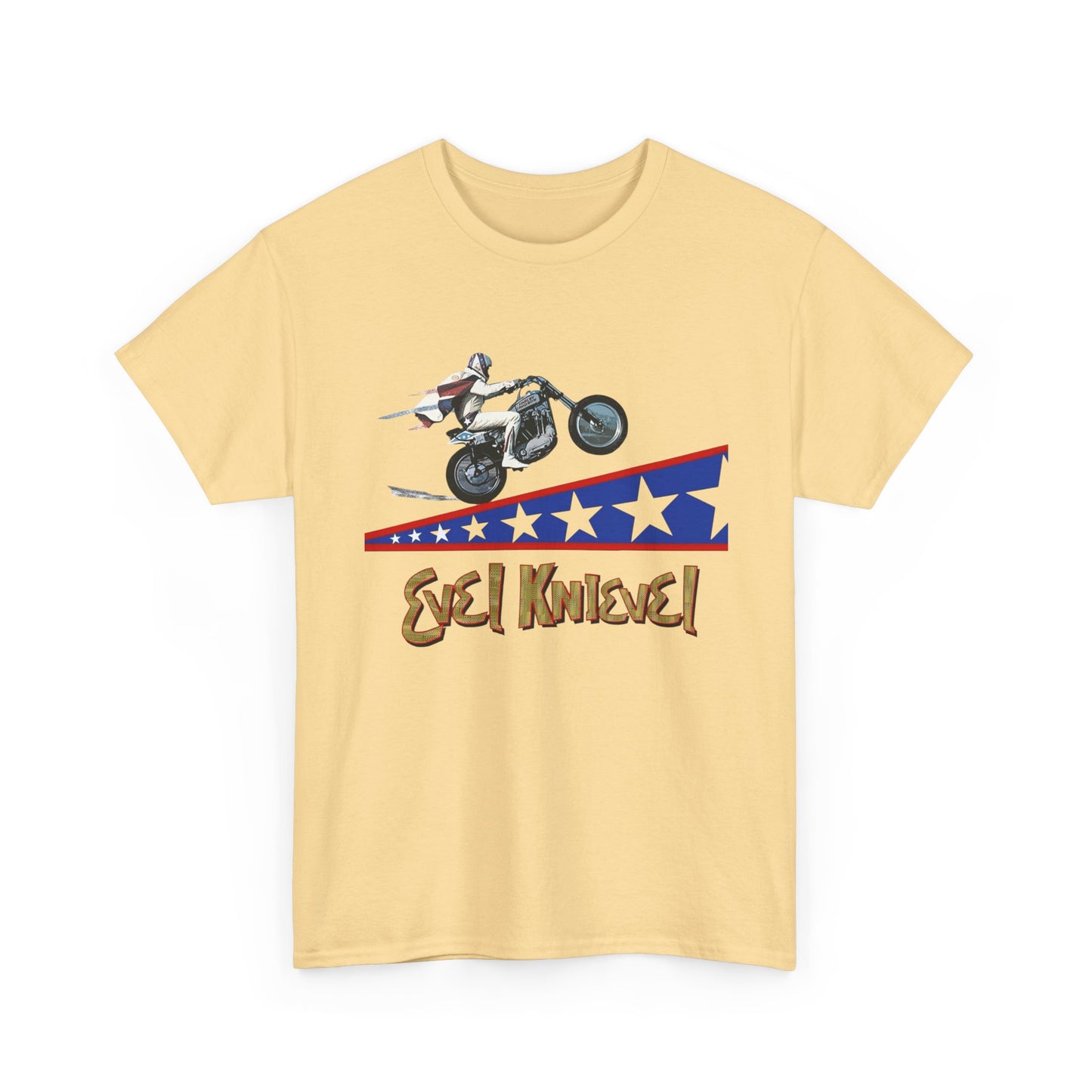 Evel Knievel Motorcycle Stunts Graphic T-Shirt Unisex Heavy Cotton Tee GIFT NEW