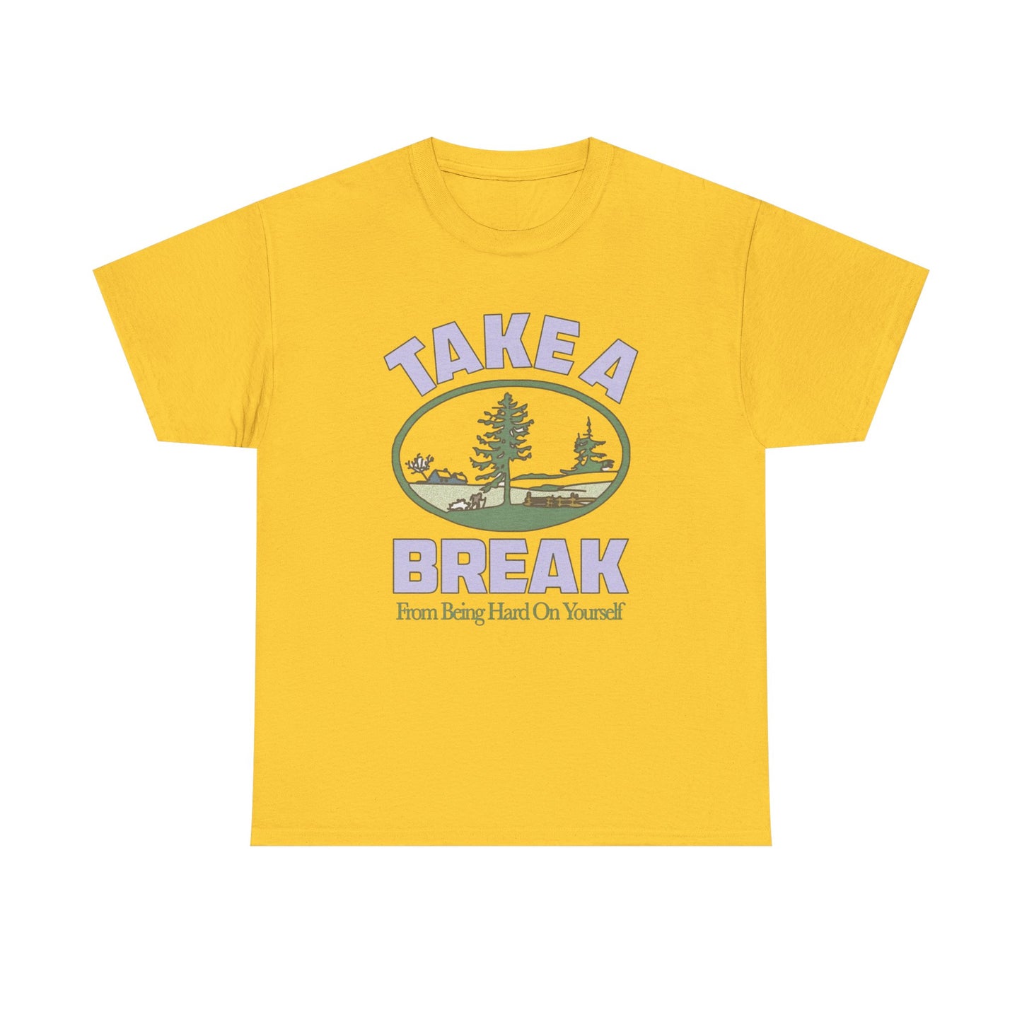 Take A Break Mental Health Retro Graphic T Shirt NEW Adult Unisex Heavy Cotton
