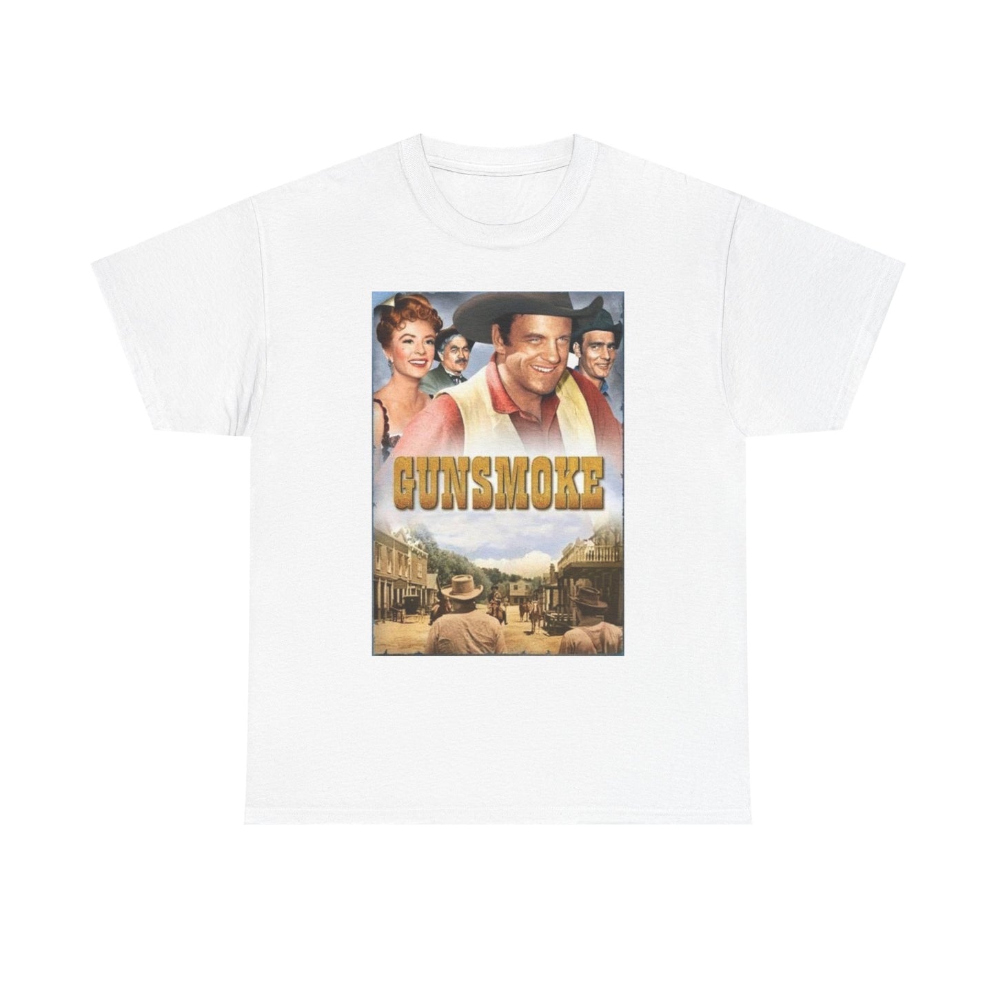 Gun smoke Graphic T Shirt Vintage Western Series Cowboys Unisex Heavy Cotton Tee