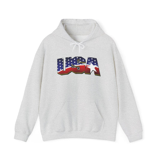 USA Stars And Stripes Retro 90's Graphic Hoodie Men's Heavy Blend™ Hooded Sweatshirt