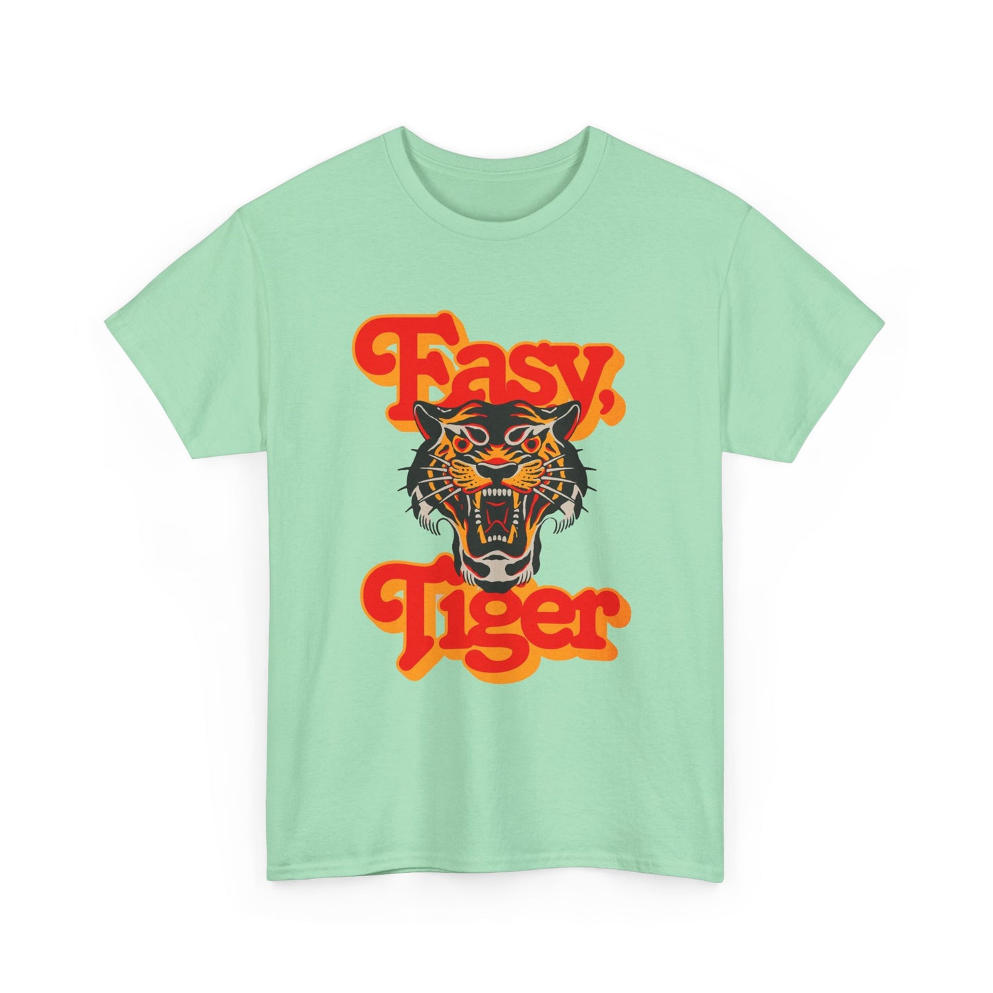 Easy Tiger Retro 70's Classic Graphic T Shirt Regular Men's Heavy Cotton Tee
