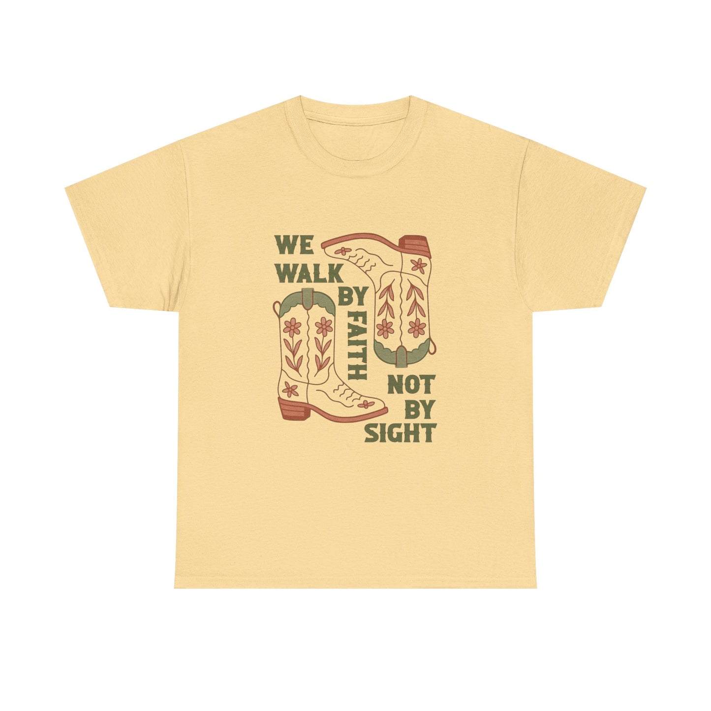 We Walk By Faith Graphic T Shirt Unisex Heavy Cotton Tee