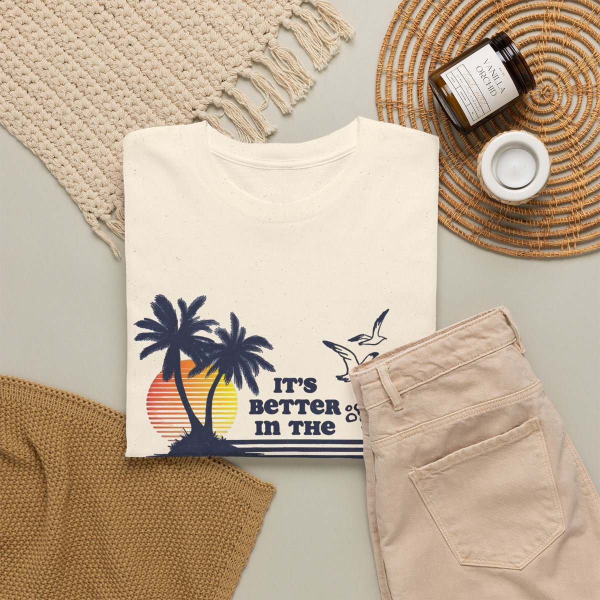 Bahamas Palm Tree Sunset Graphic T-Shirt Men's Graphic Tee