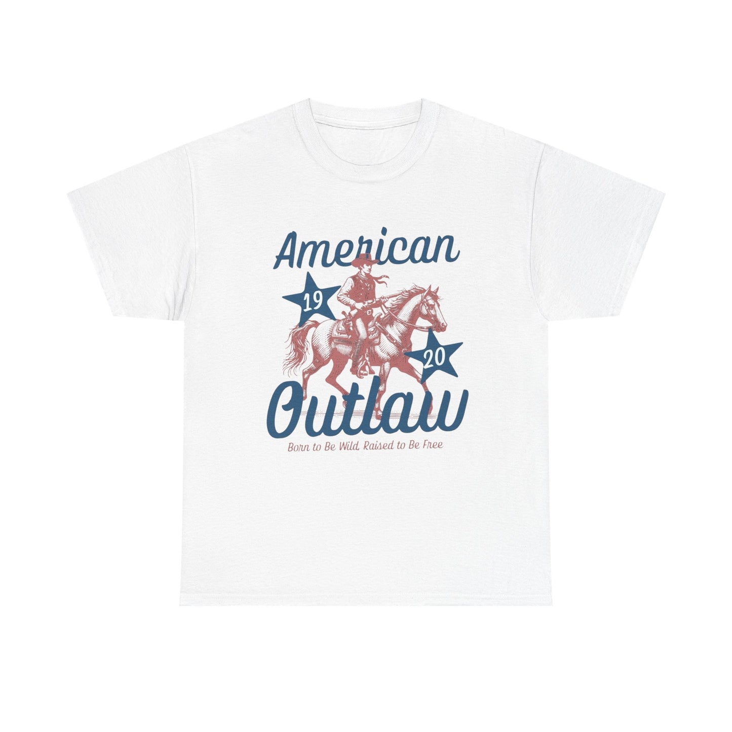 American Outlaw Horse Graphic T Shirt Unisex Heavy Cotton Tee