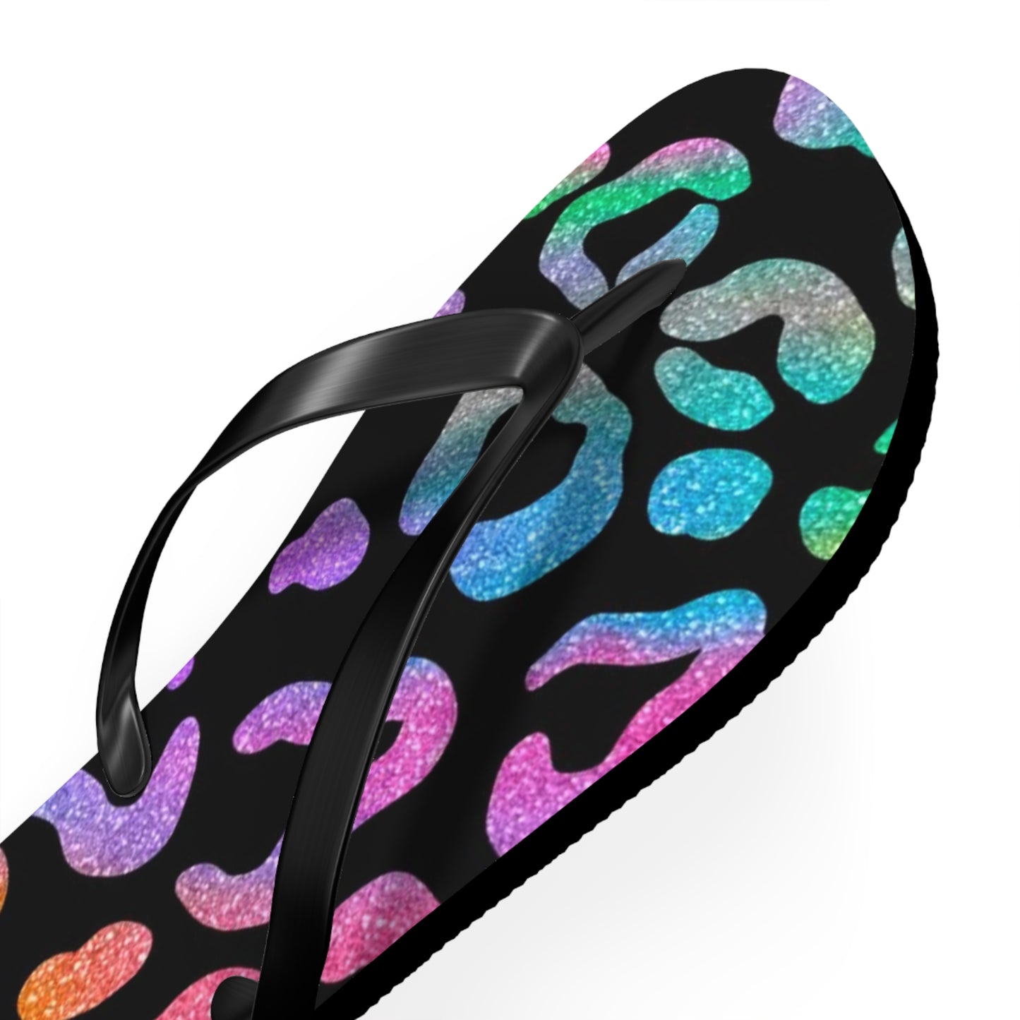 Glitter Cheetah Beach Sandals, Slides for Summer, Flip Flops, Water Resistant