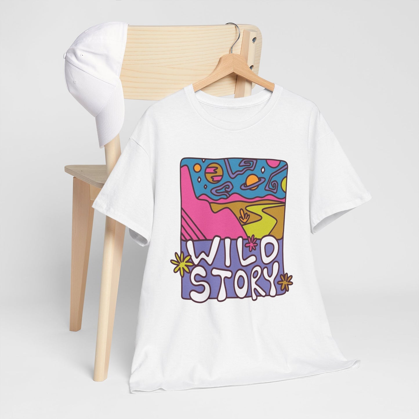 Wild Story Retro Trippy Graphic T Shirt Heavy Cotton Tee NEW ADULT UNISEX