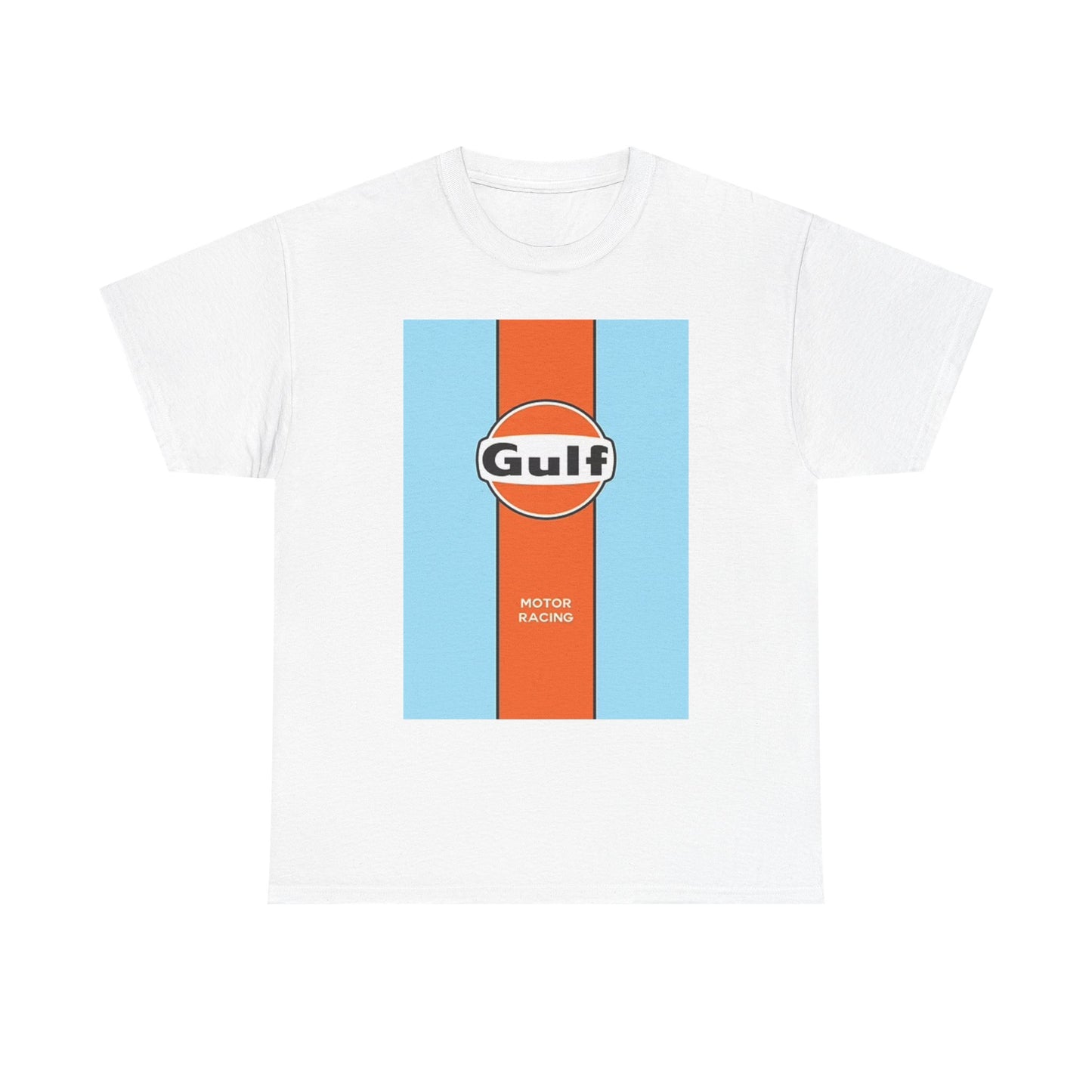 Gulf Racing Graphic T Shirt Retro Car Poster Unisex Heavy Cotton Tee