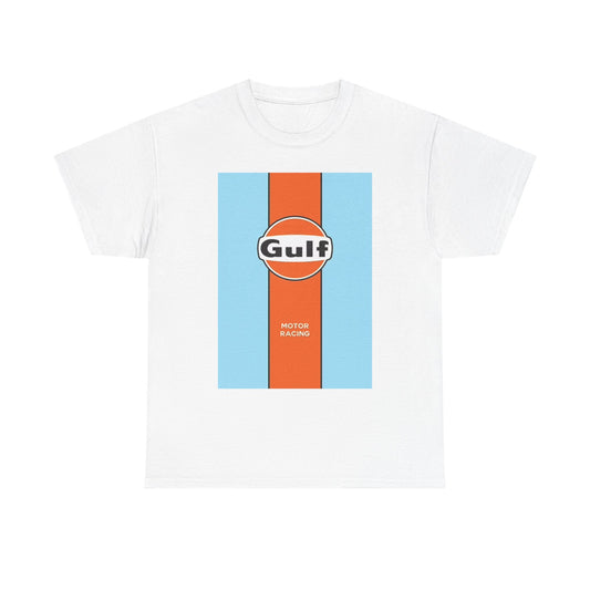 Gulf Racing Graphic T Shirt Retro Car Poster Unisex Heavy Cotton Tee