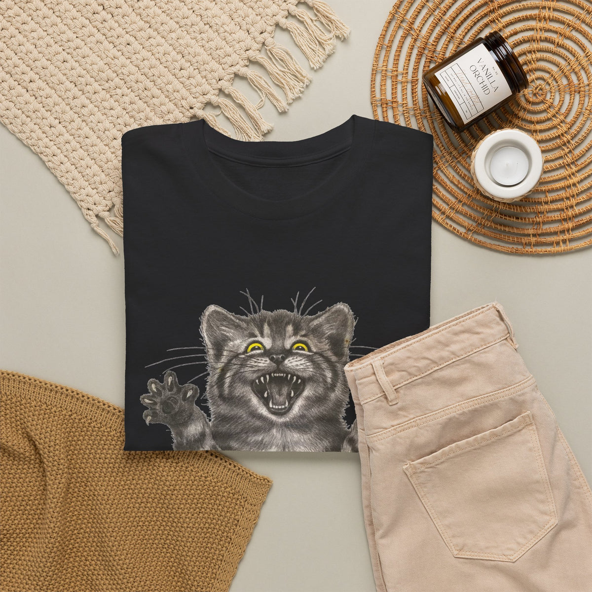 Stressed Out Cat Graphic T-Shirt Men's Graphic Tee