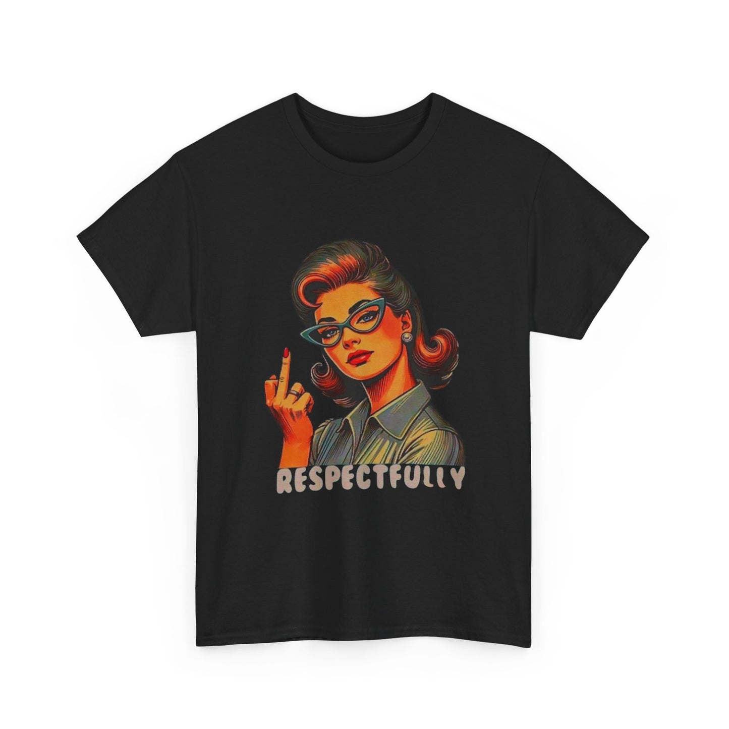 Funny Pinup Middle Finger T Shirt Unisex Heavy Cotton Tee