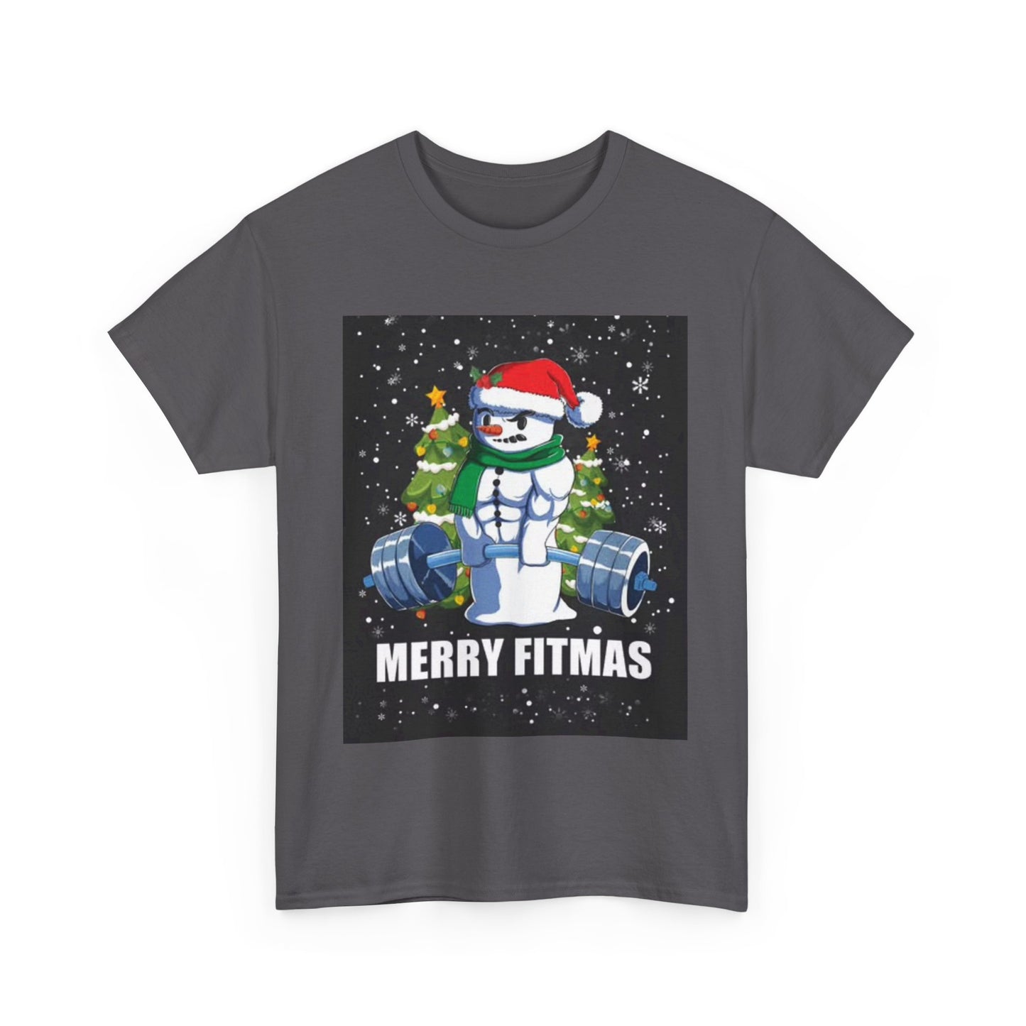 Merry Fitmas Shirt Funny Gym Snowman Christmas Gym Unisex Heavy Cotton Tee