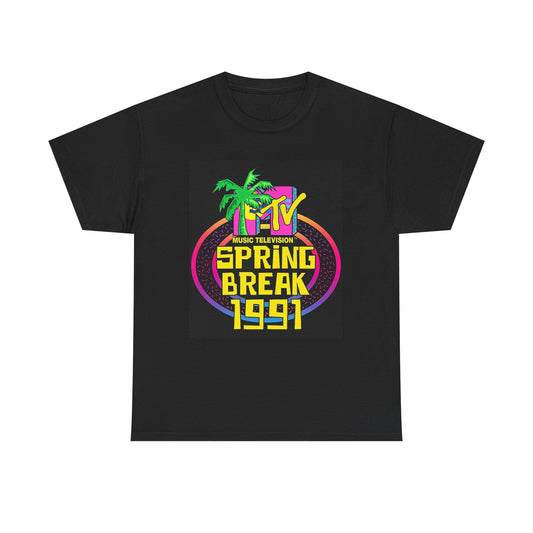 MTV Spring Break 1991 Shirt Vintage Beach Summer Graphic Unisex Heavy Cotton Tee