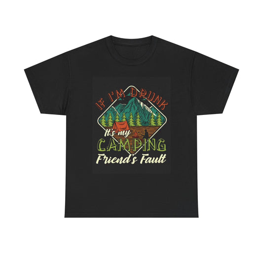 Drunk Camping Tshirt Funny Graphic outdoors Unisex Heavy Cotton Tee