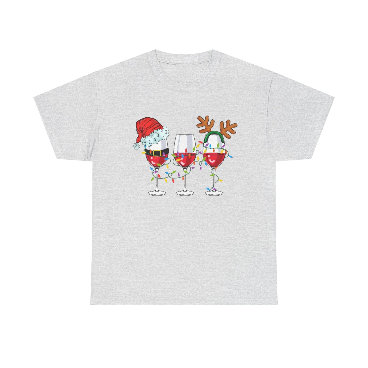 Holiday Spirit Wine Glasses Graphic T Shirt NEW ADULT