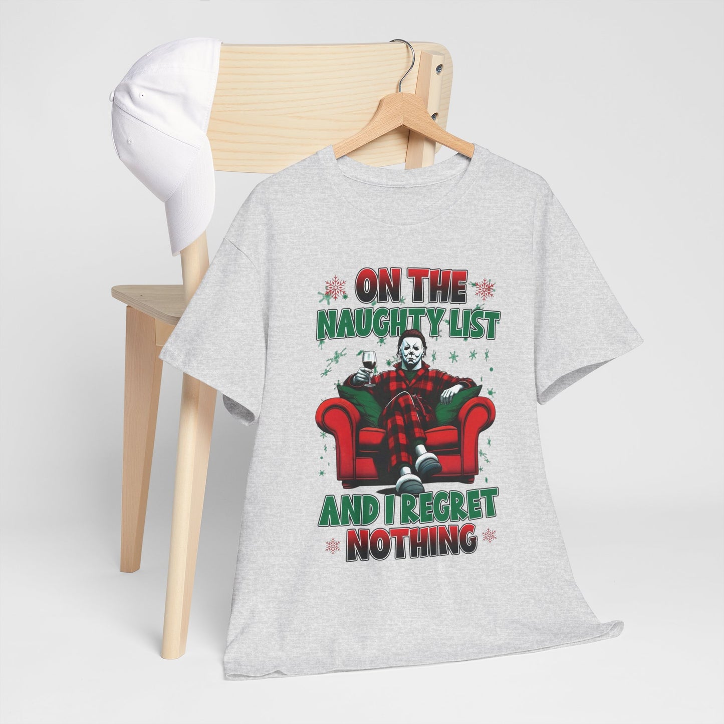 On The Naughty List Funny Christmas Graphic T Shirt NEW ADULT Tee