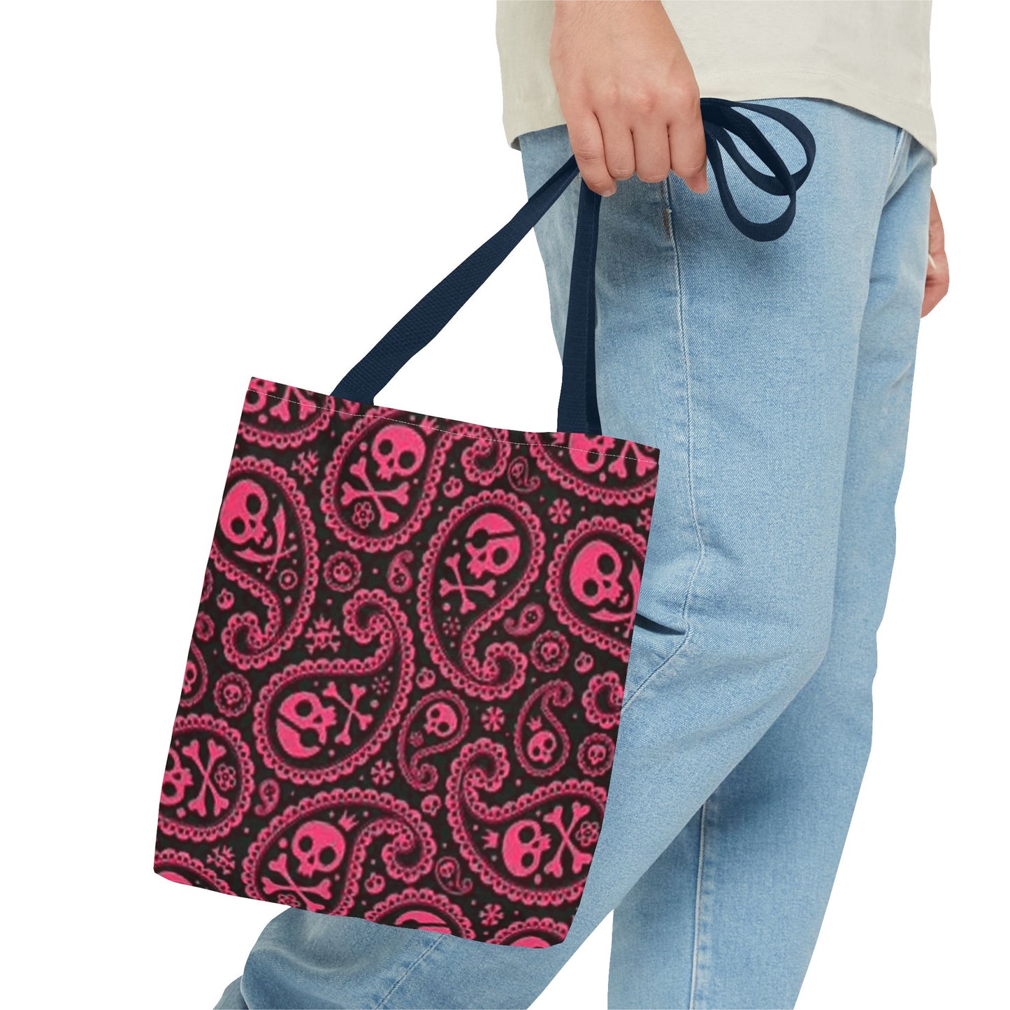 Pink Paisley Skulls Multi Color BRAND NEW MODERN Tote Bag (AOP)