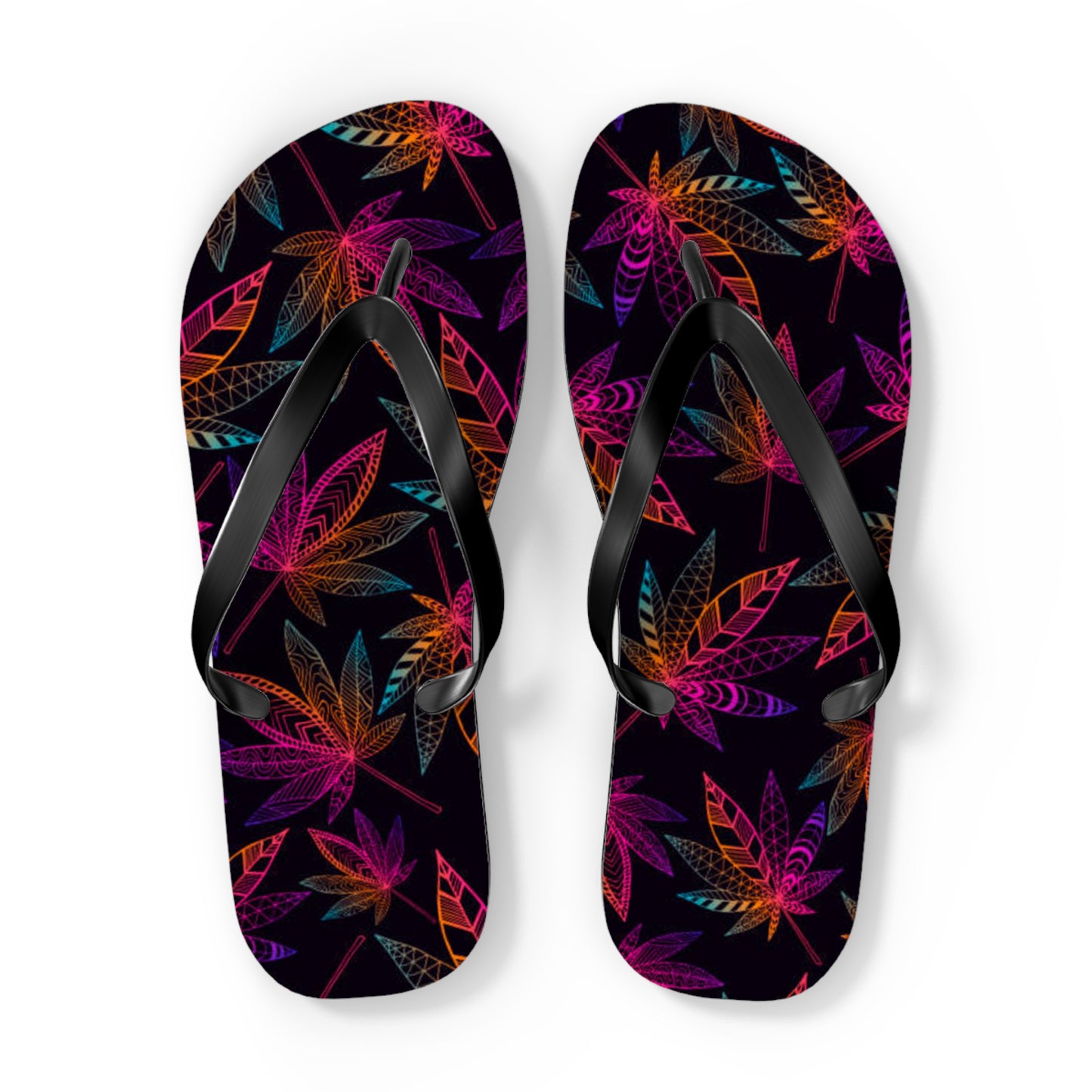 WAVES And SUN Co Sandals Weed Leaf - Flip Flops -Slides Summer Beach BRAND NEW