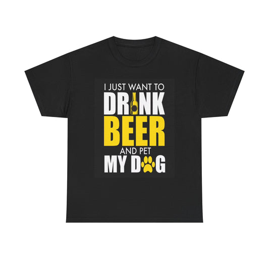 Drinking Beer With My Dogs Graphic Shirt Funny Unisex Heavy Cotton Tee