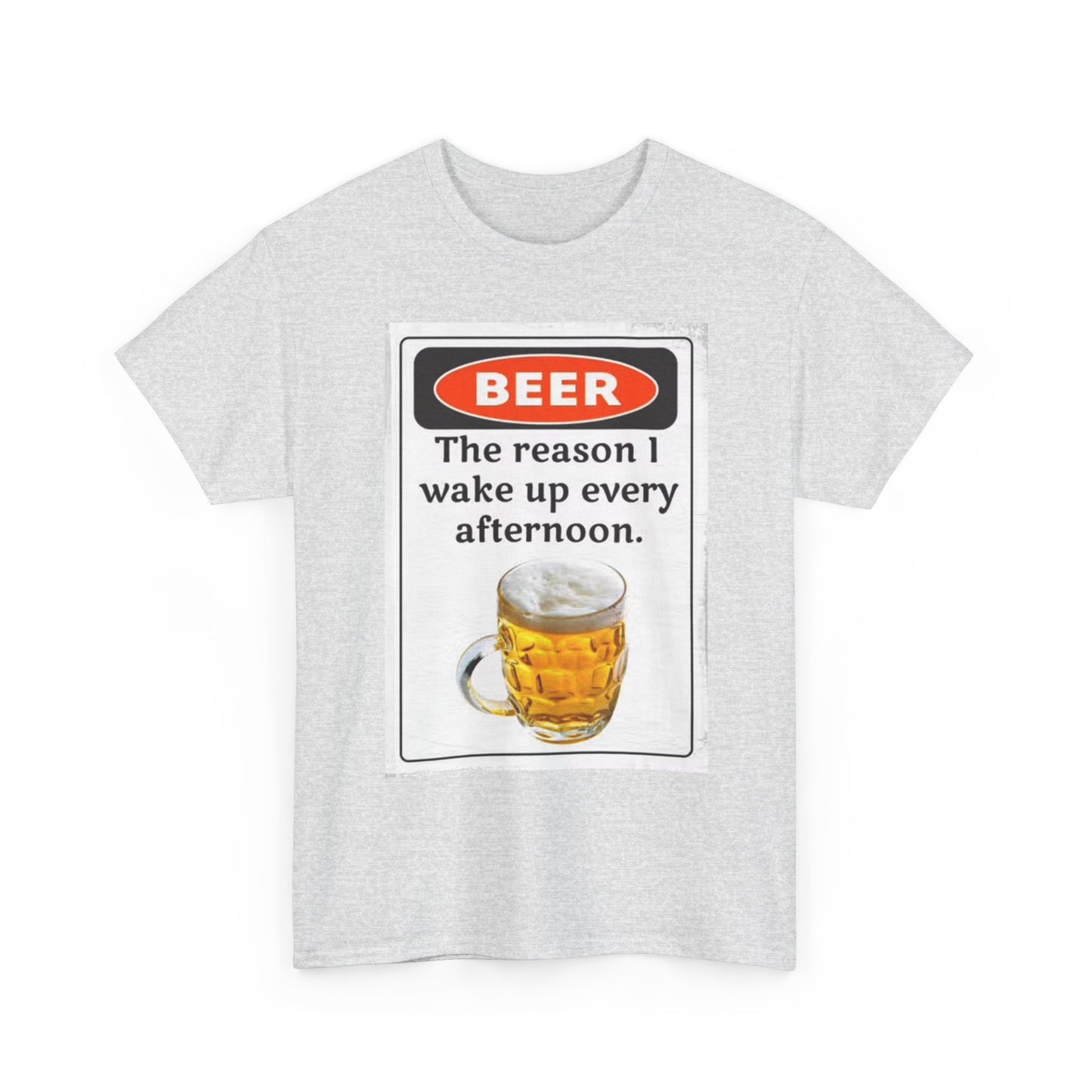 Beer The Reason I Wake Up Graphic T Shirt Funny Retro Gift Unisex Heavy Cotton