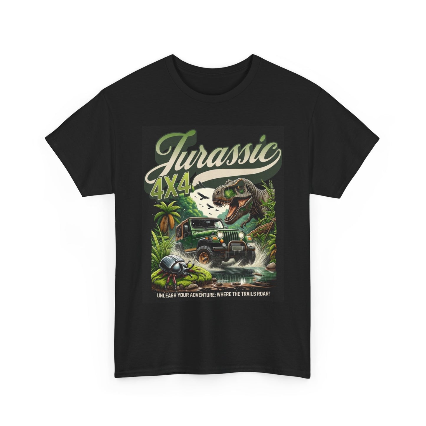 Jurassic Jeep Graphic T Shirt VIntage 4x4 Dinosaur Unisex Heavy Cotton Tee
