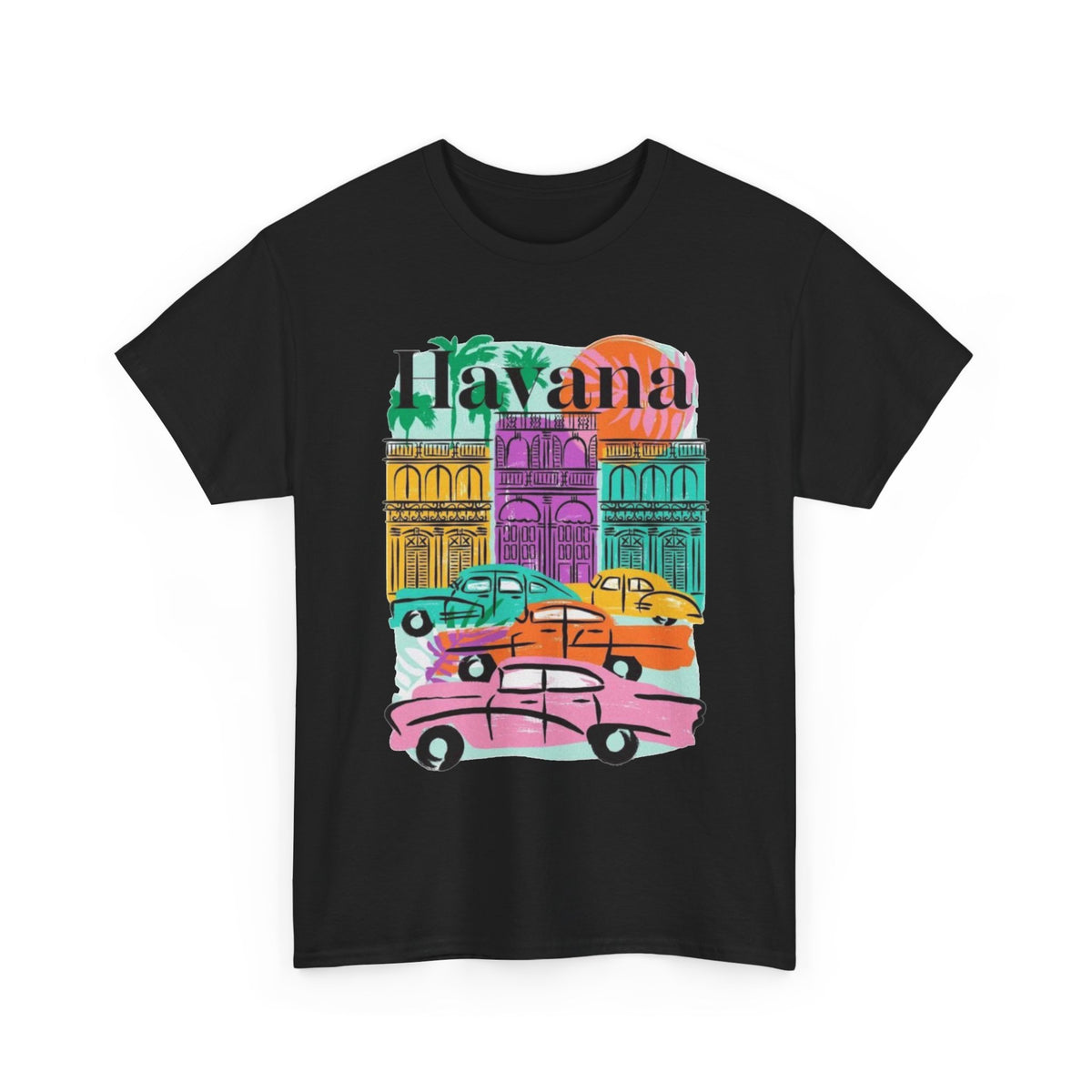 Havana Cuba Graphic T Shirt Men's Retro Travel Art Heavy Cotton Tee