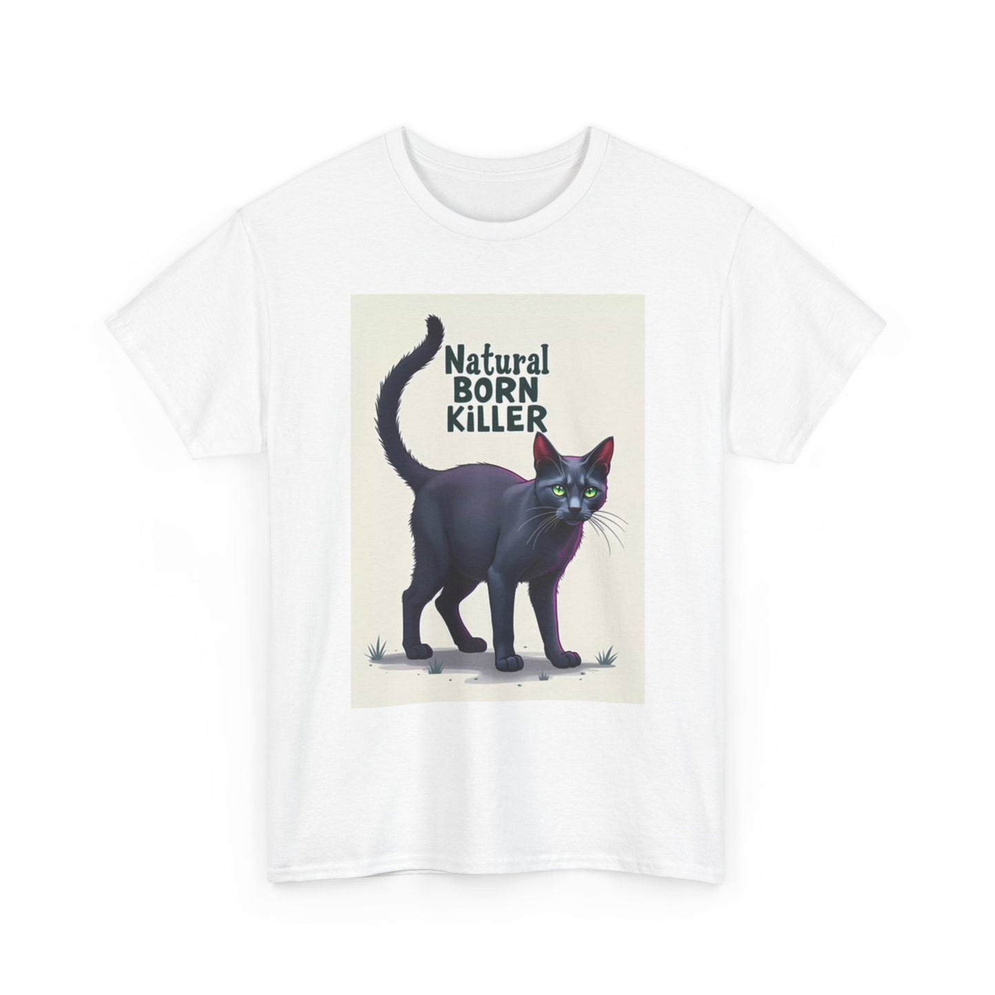 Natural Born Killer T Shirt Funny Cat Graphic Art Unisex Heavy Cotton Tee