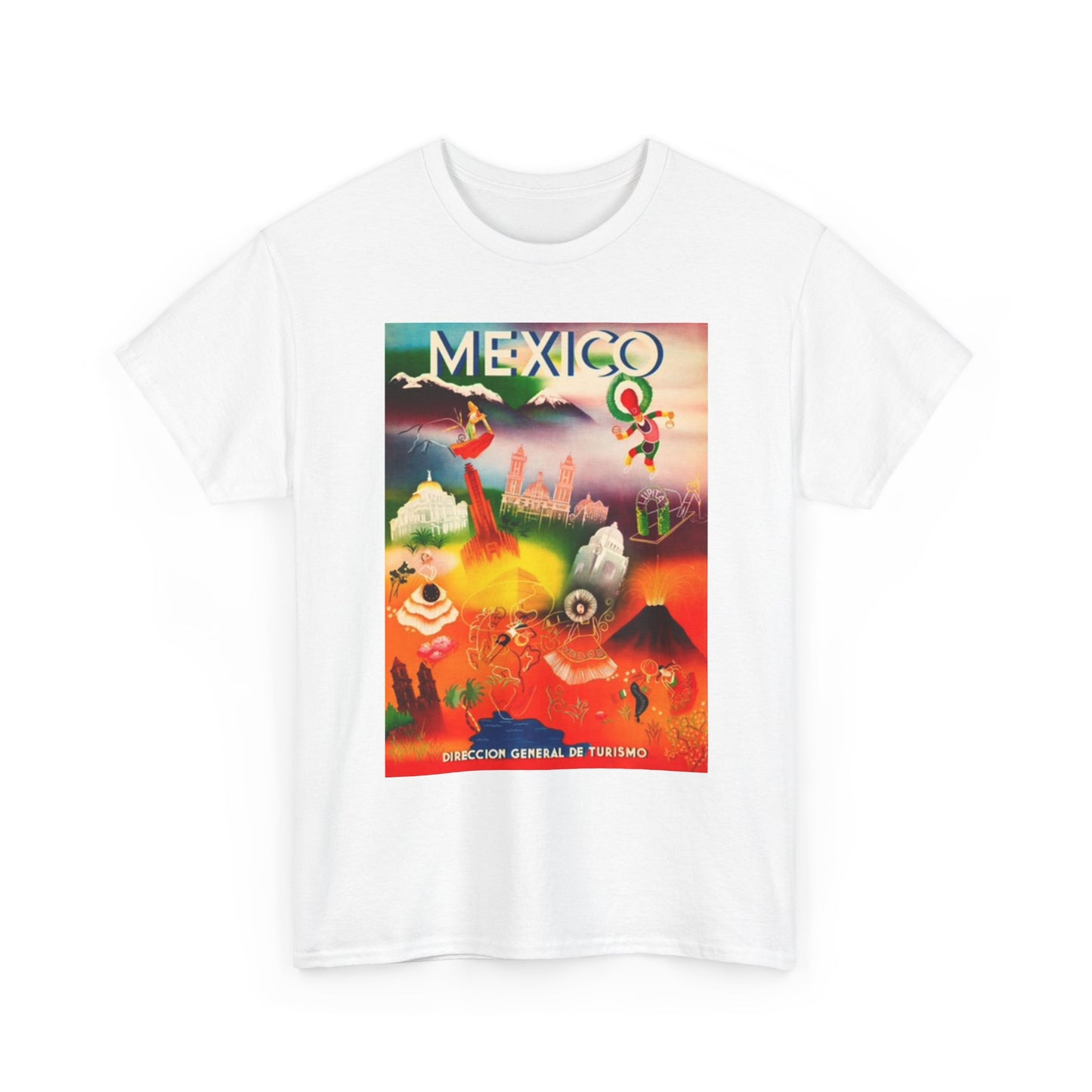 Mexico Art Graphic T Shirt Vintage Unisex Heavy Cotton Tee