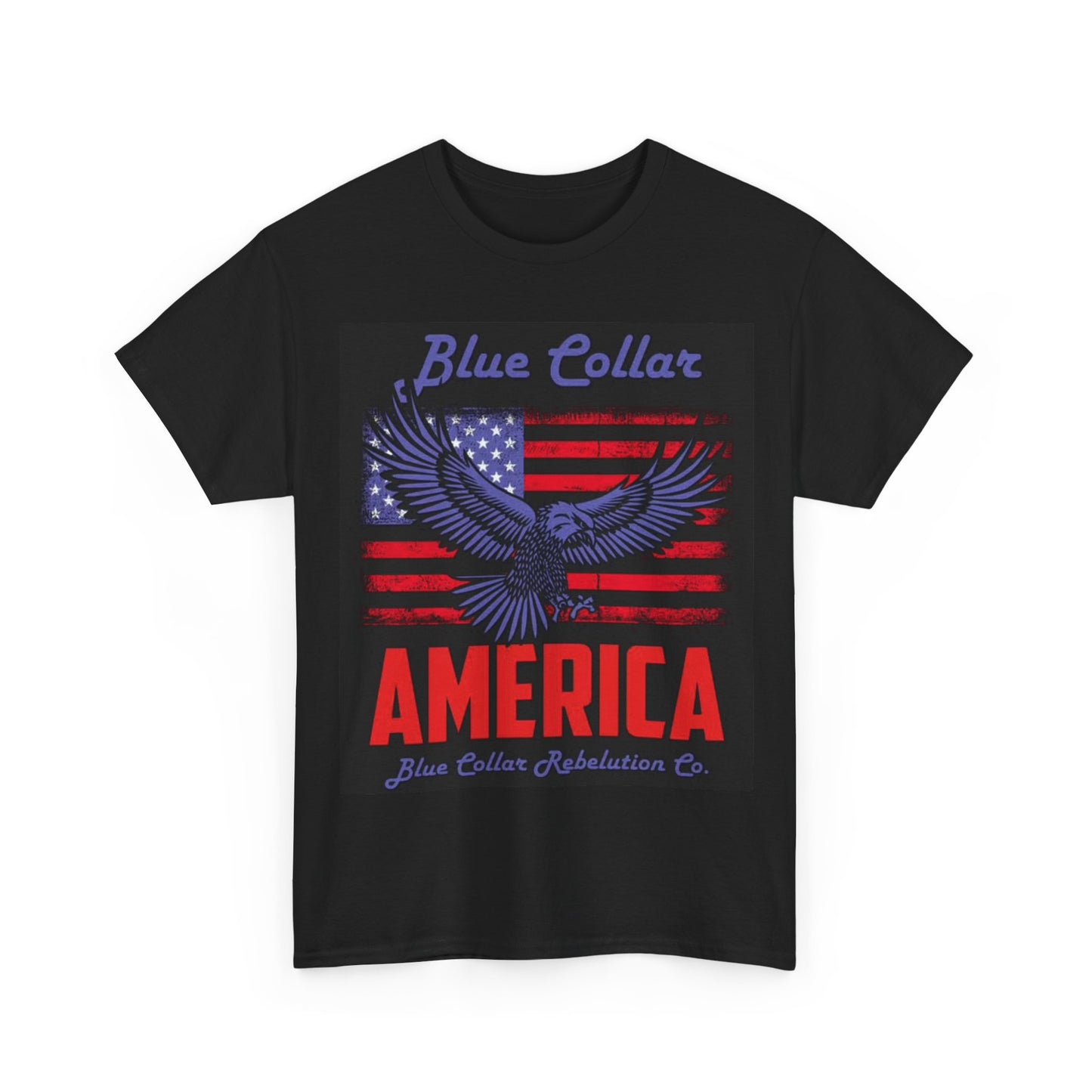 Blue Collar Tshirt American Flag July 4th 1776 USA Unisex Heavy Cotton Tee