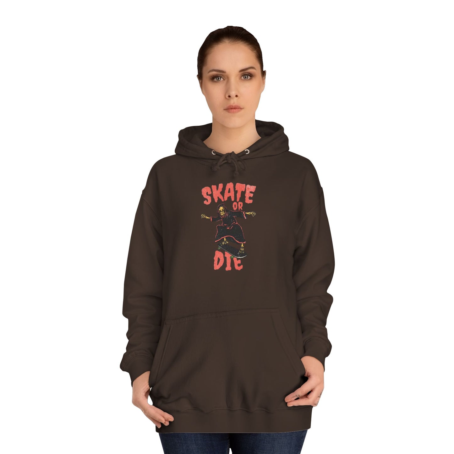 Skate Or Die Hoodie Graphic Skateboarding Grim Reaper Unisex College Hoodie