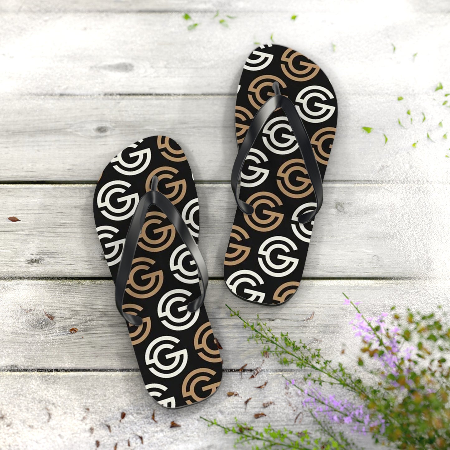 Tan And White Flip Flops, Sandals Slides, Summer Footwear, Brand New
