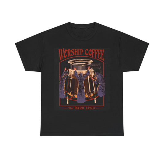 Worship Coffee T-shirt Funny Gift Dunkin’s Starbucks Stanley Heavy Cotton Tee