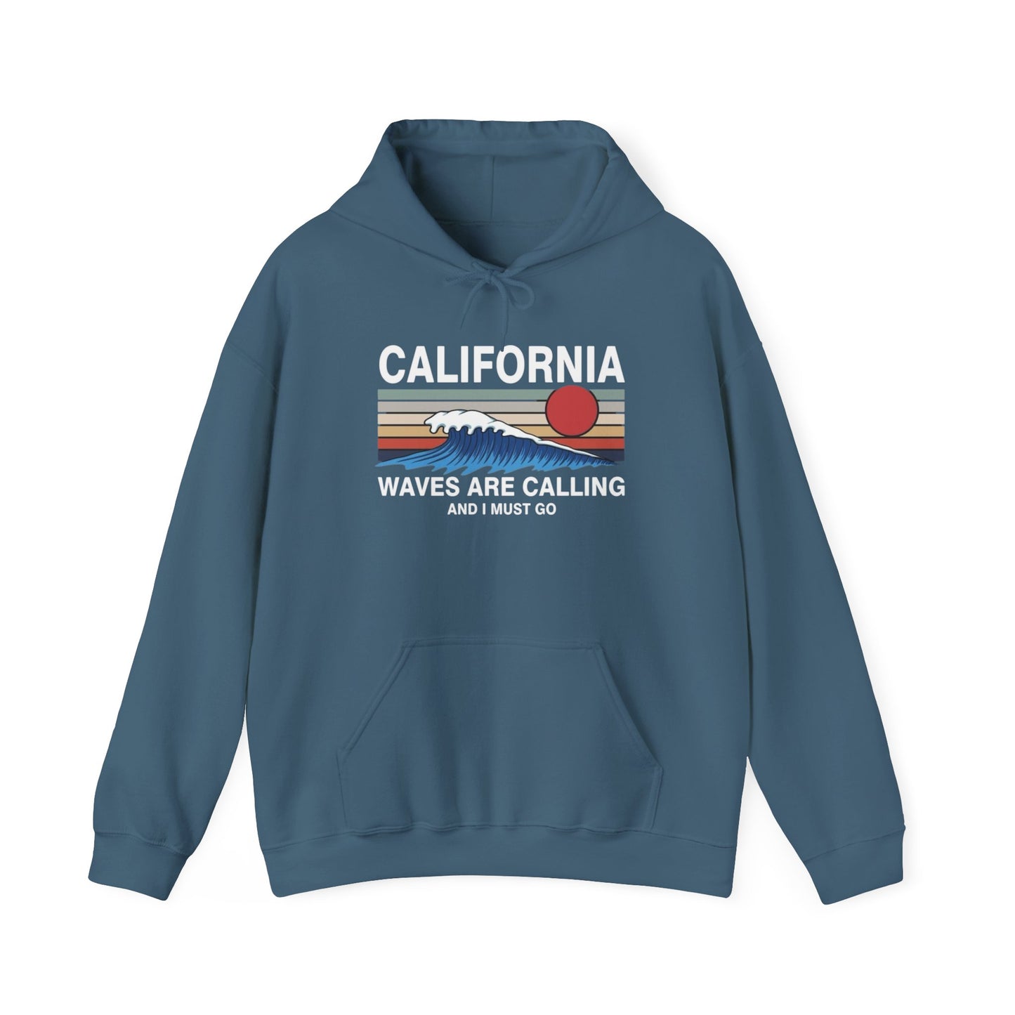 California Waves Are Calling Graphic Hoodie Heavy Blend Sweatshirt NEW