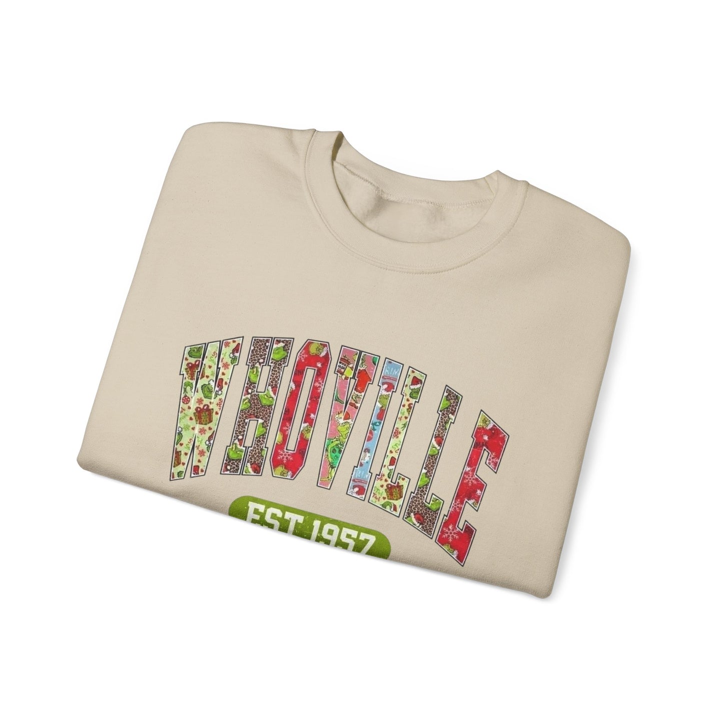 Whoville Graphic Grinch Christmas Sweater NEW Heavy Blend™ Crewneck Sweatshirt