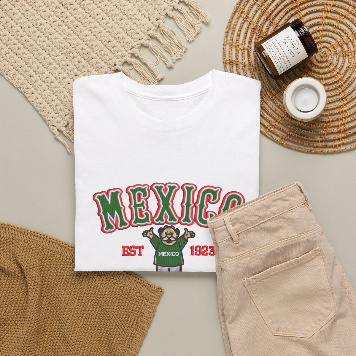 Mexico Graphic Tee, Est  Men's Graphic Tee Cactus Character Shirt