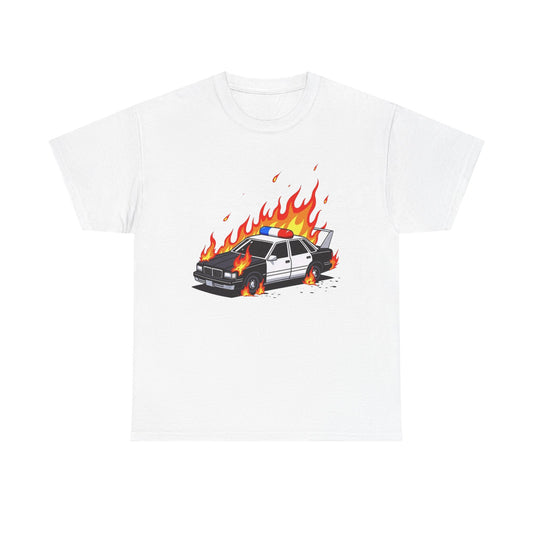 Flaming Cop Car Graphic T Shirt Unisex Gift New AMERICAN VINTAGE