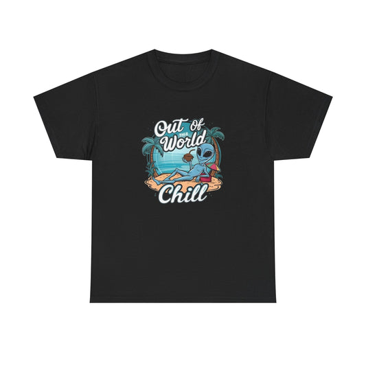 Out Of This World Chill Funny Aliens Graphic T-Shirt Unisex Heavy Cotton Tee NEW