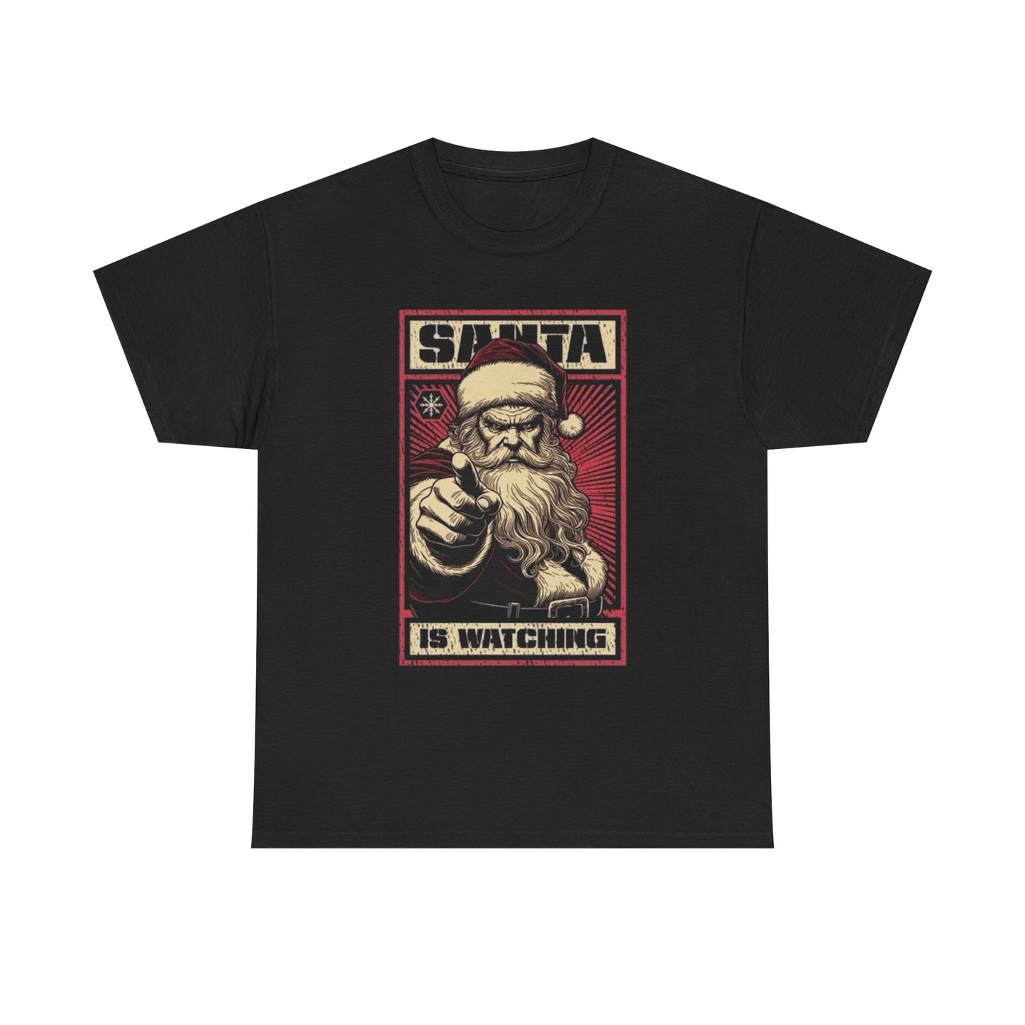 Santa Is Watching Christmas Funny Graphic T Shirt S-5XL NEW Unisex Heavy Cotton