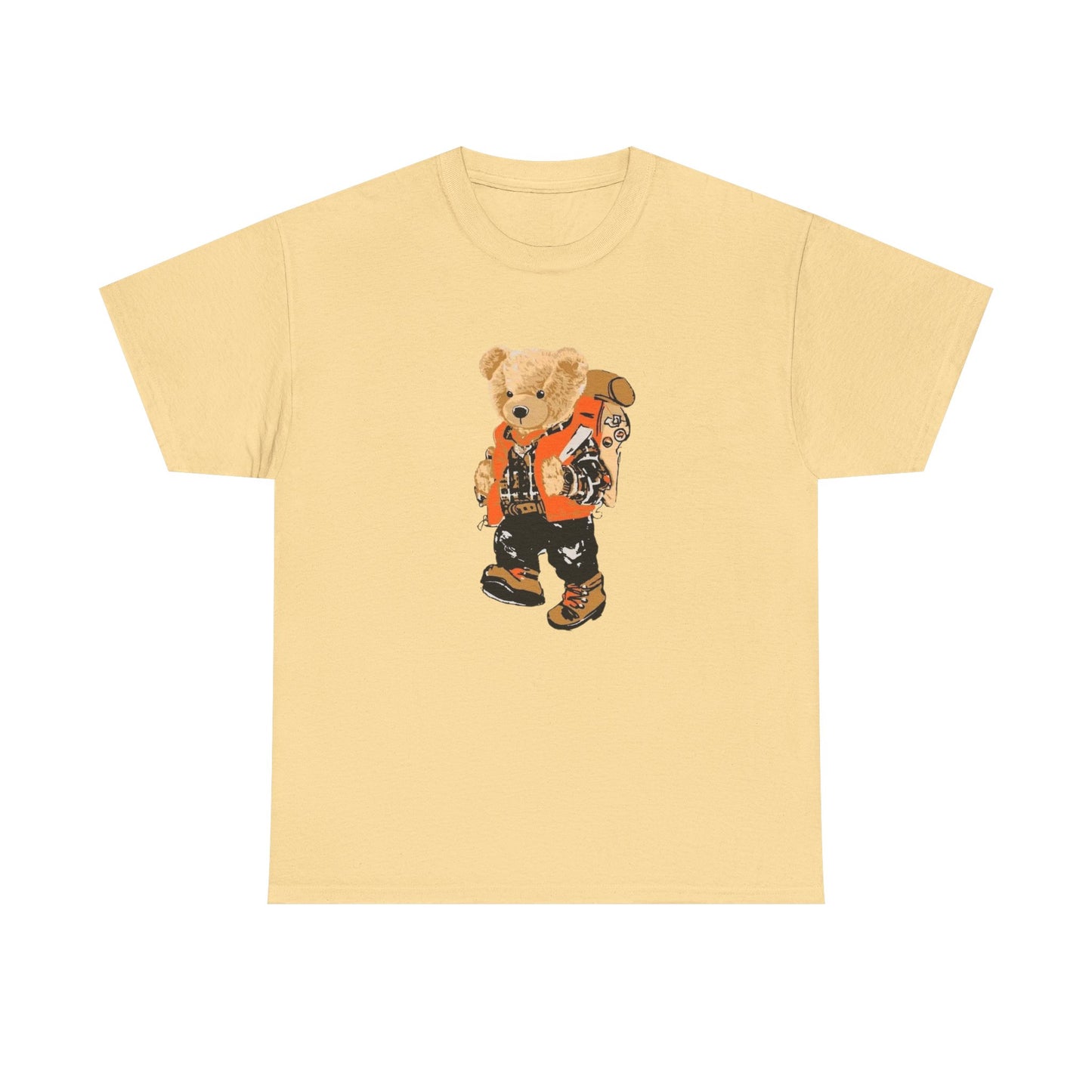 Camping Teddy Bear Graphic T Shirt Unisex Heavy Cotton Tee Gift Vintage