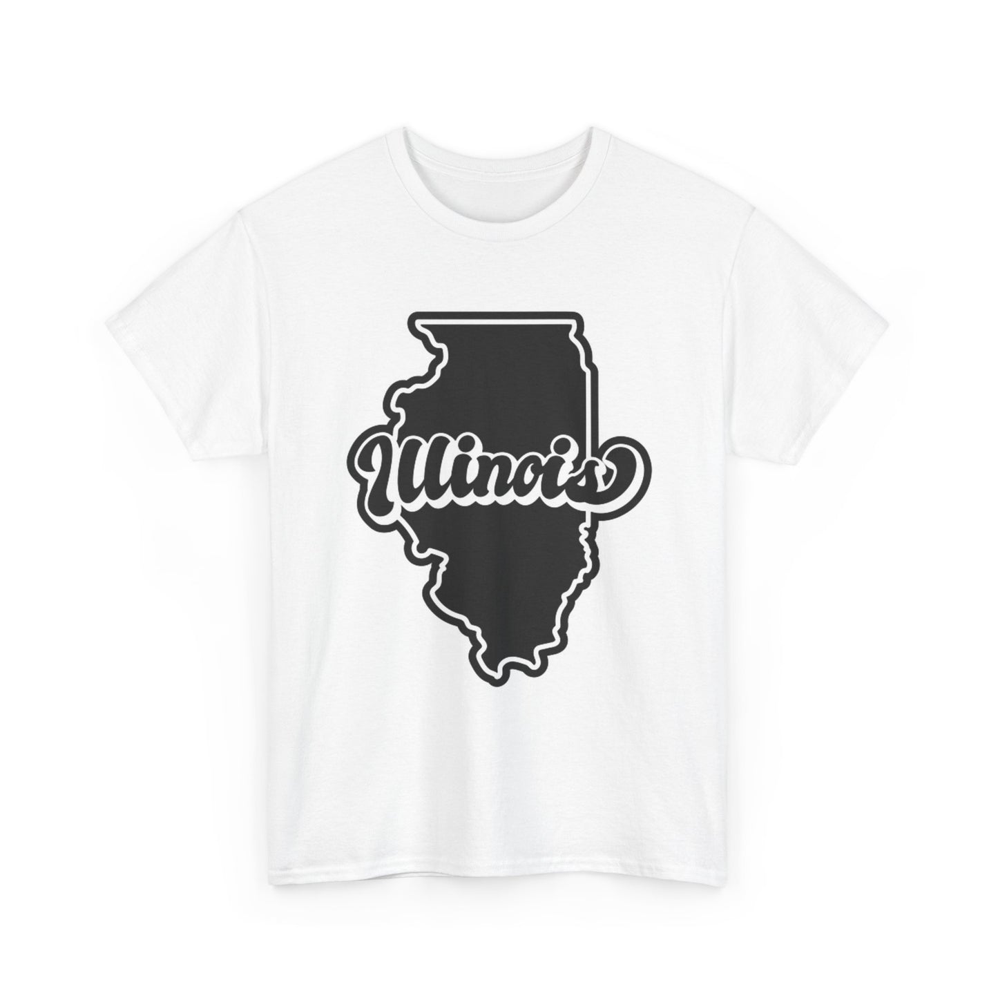 Illinois Outline State Logo BRAND NEW Apparel T Shirt Unisex Unisex Heavy Cotton