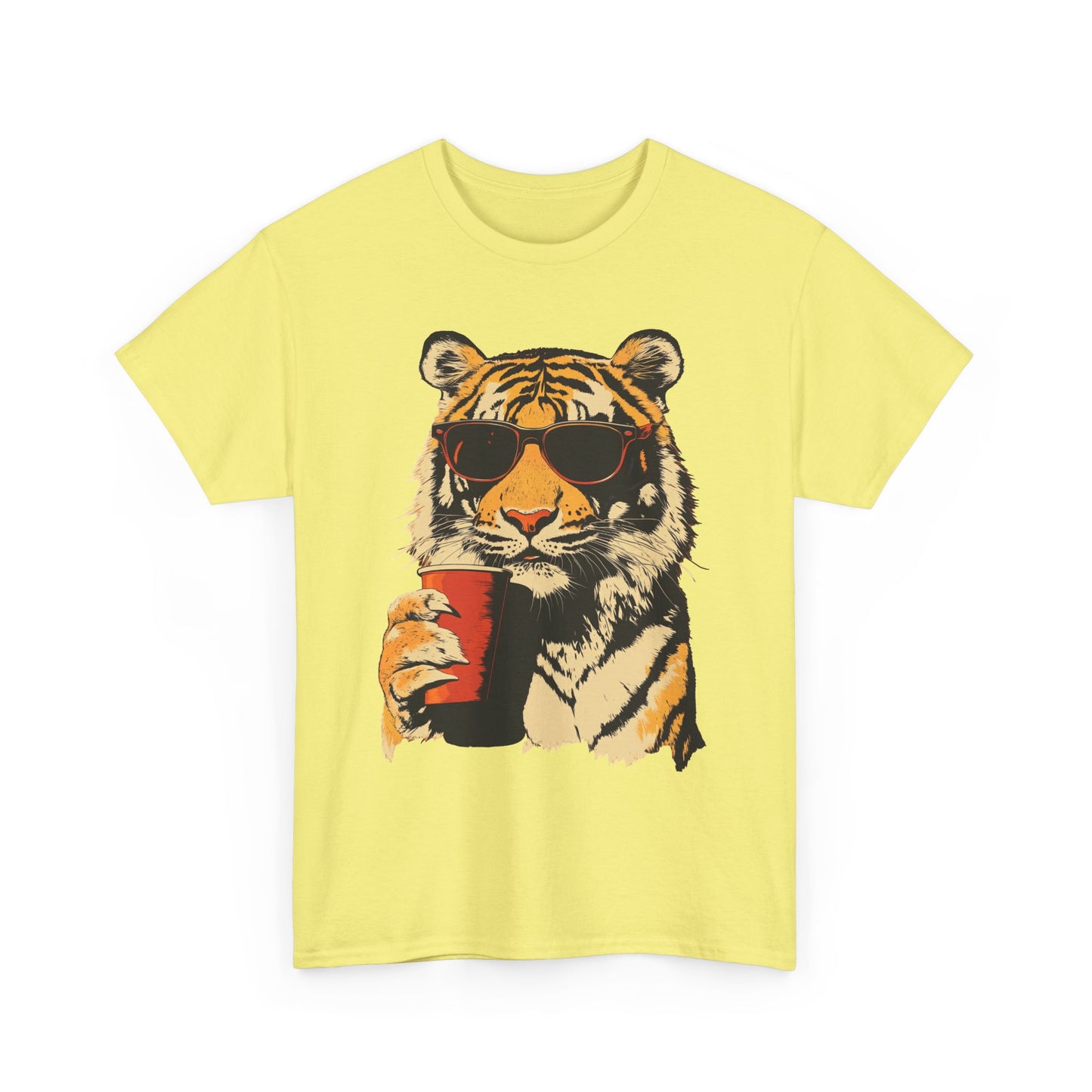 Chill Out Party Tiger Retro Graphic T Shirt Regular Men's Heavy Cotton Tee