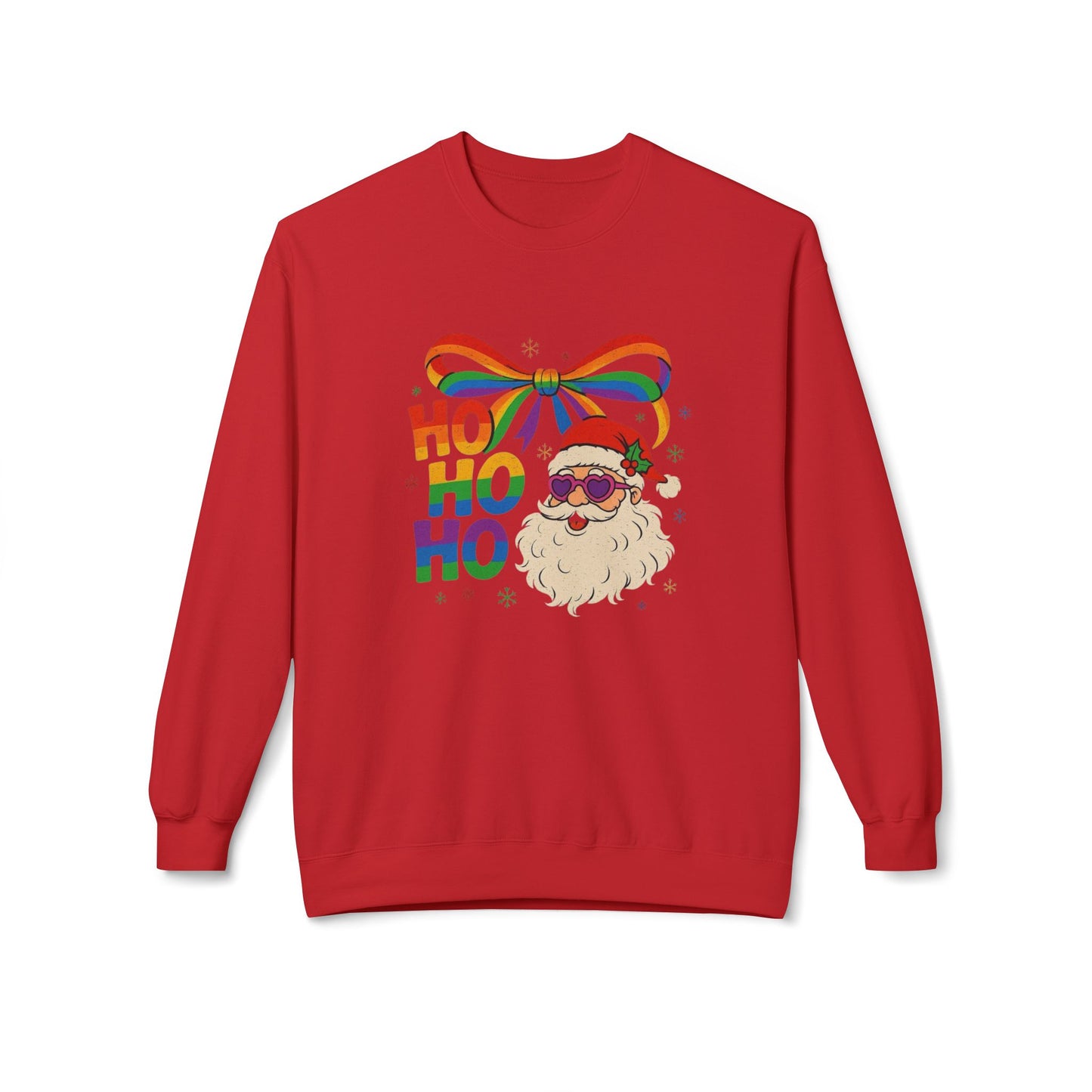 Rainbow Christmas Sweater NEW Unisex Fleece Crewneck Sweatshirt